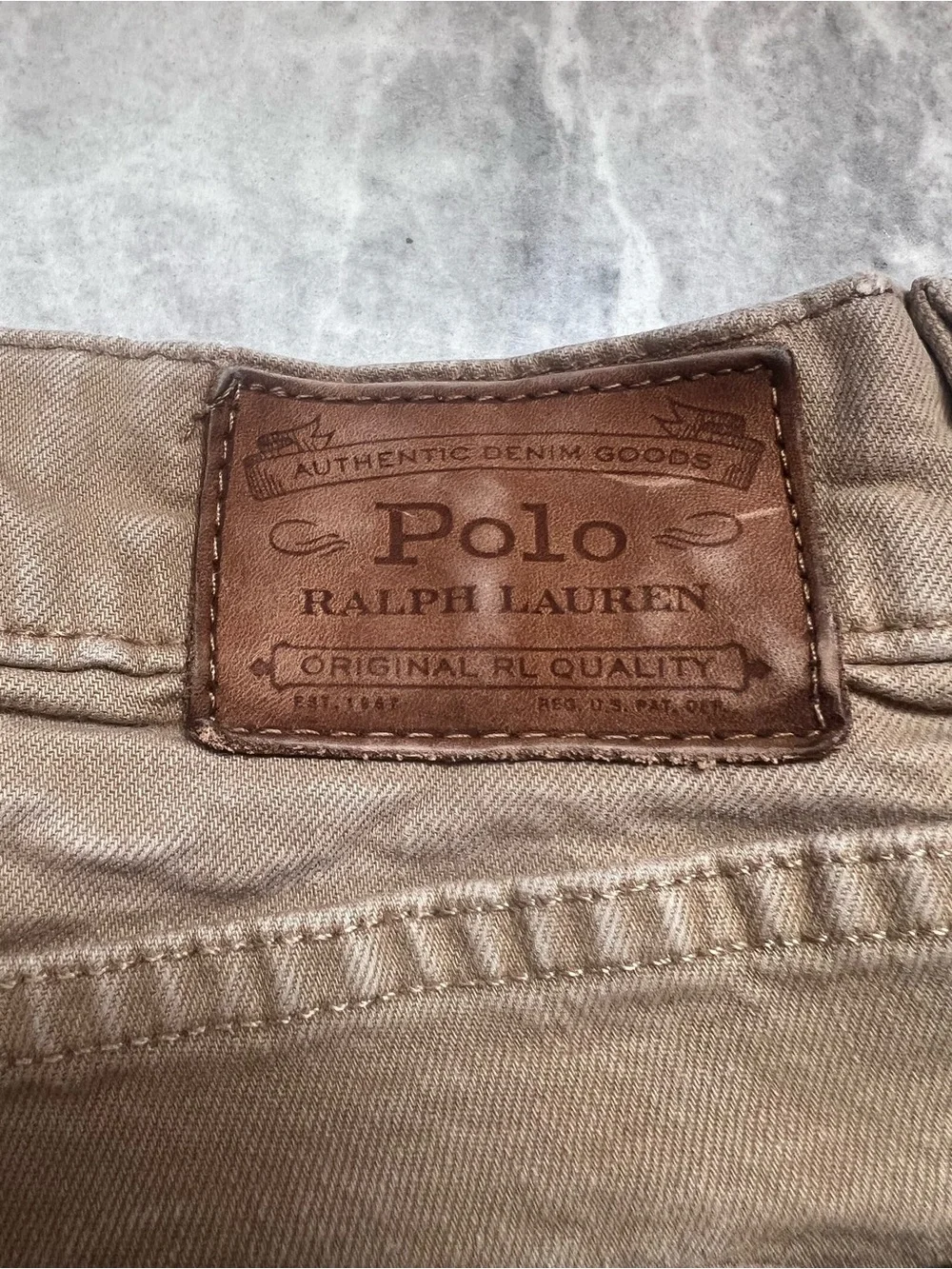 Polo Ralph Lauren Men's Chino Pants 34x32 Tan Khaki Slim Straight Logo Casual